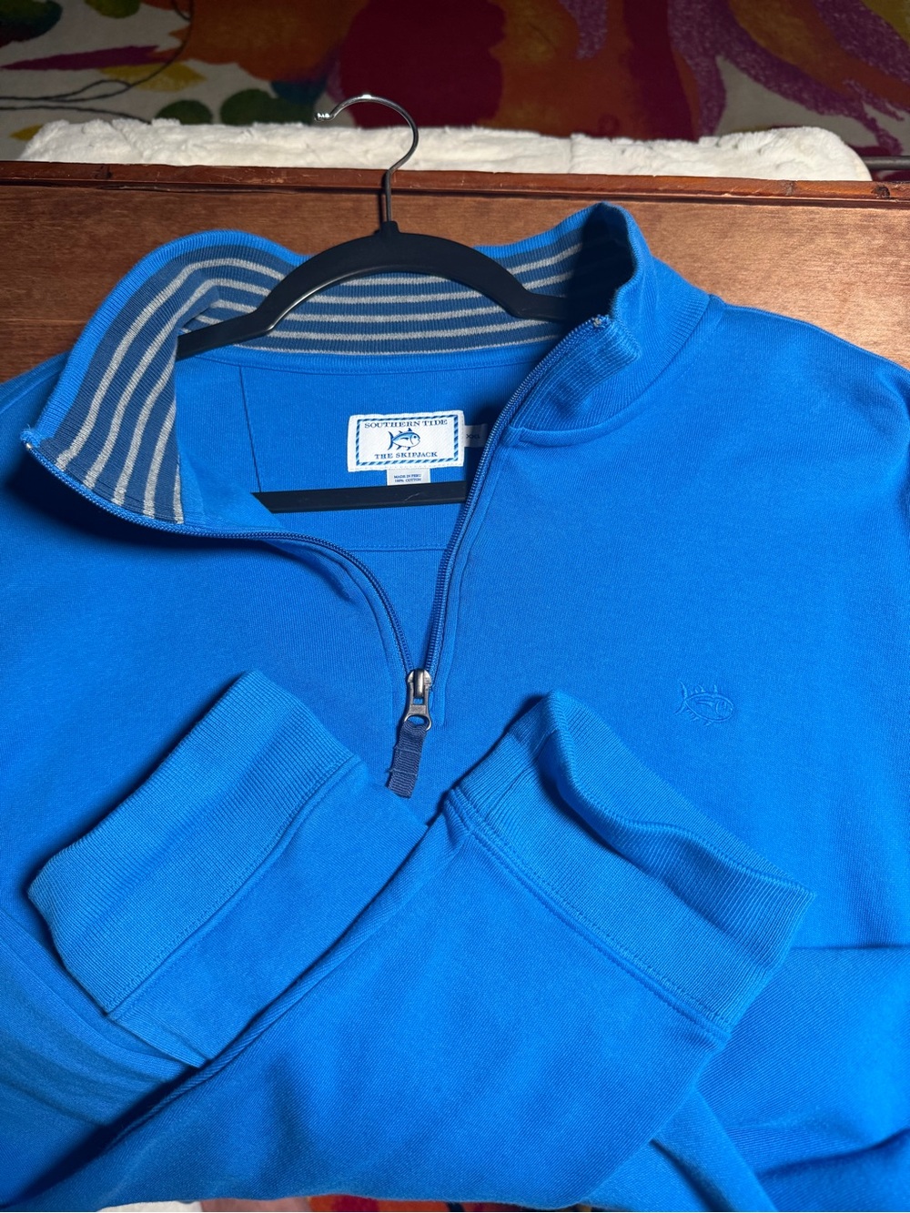Southern Tide Men’s Bright Blue Quarter-Zip Pullover Sweater